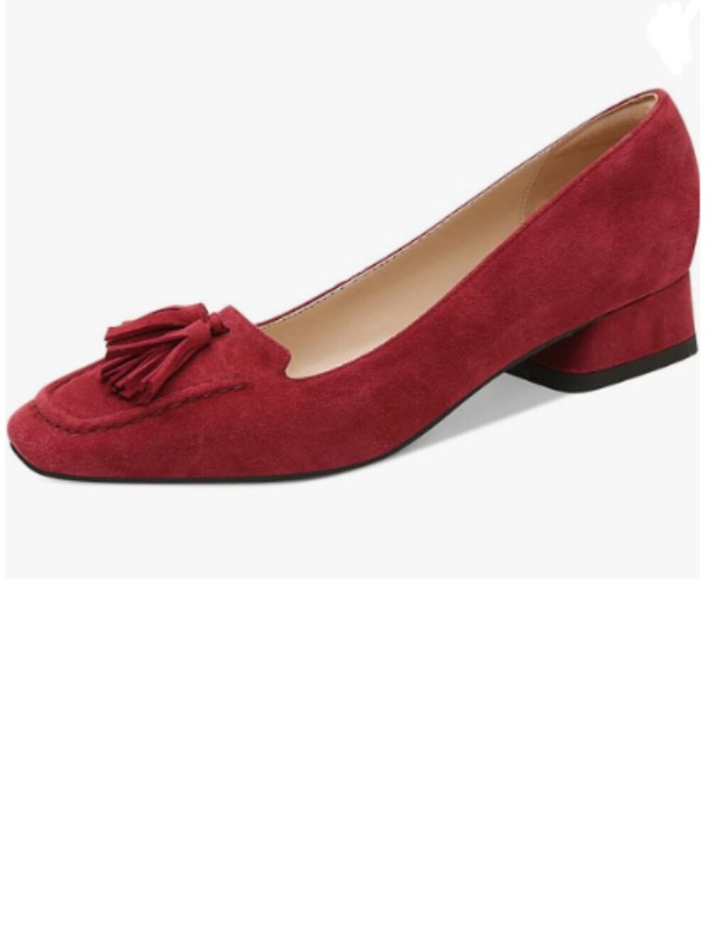 YDN Red Block Low Heel Loafer Square Toe Tassel Fringe Pump Slip On Dress Shoes
